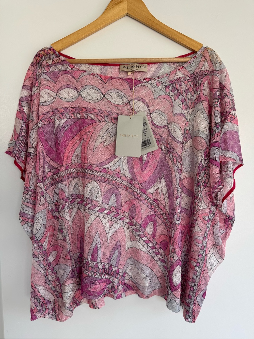 NWT Emilio Pucci Pink Printed Silk-Blend Blouse